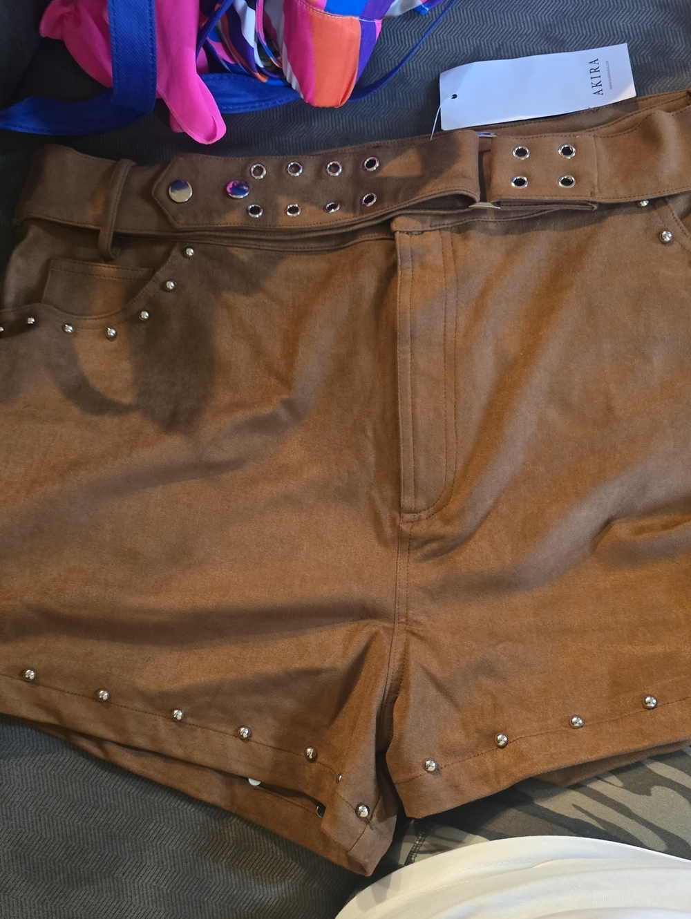AKIRA Tan Studded Women's Shorts